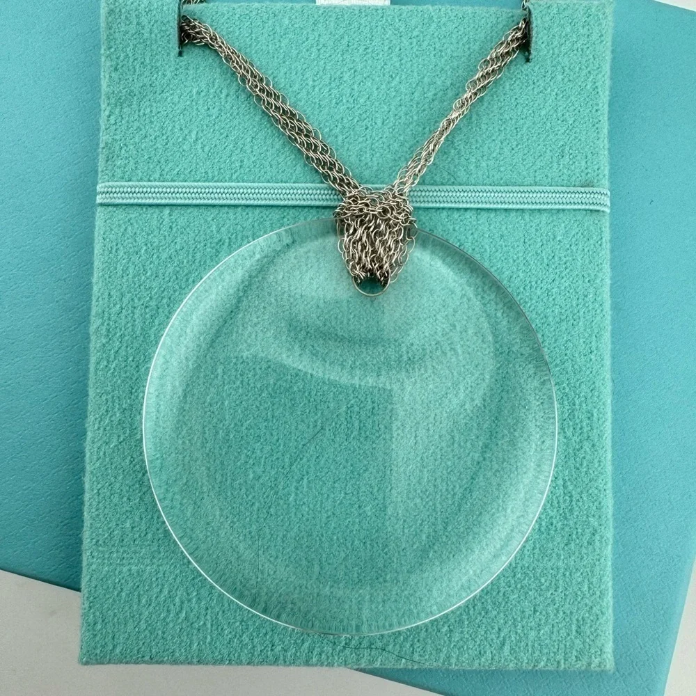 Tiffany & Co. Elsa Peretti 50mm Round Disc in Rock Crystal on Mesh Chain